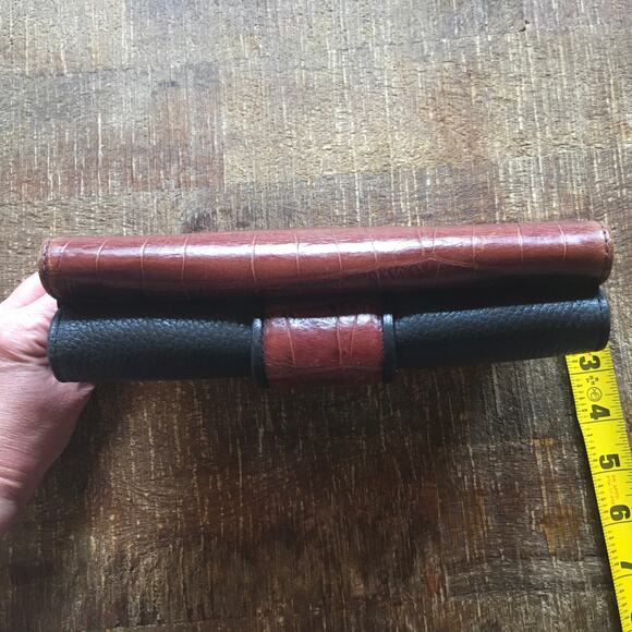 Brighton Clutch Wallet Organizer Croc Embossed Leather Vintage Retired Brown - Picture 10 of 11